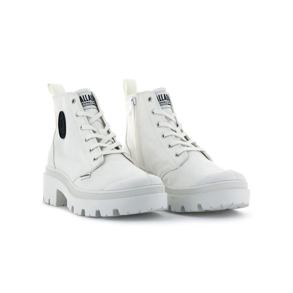 NIB PALLADIUM PALLABASE TWILL White Combat Boots - 8.5